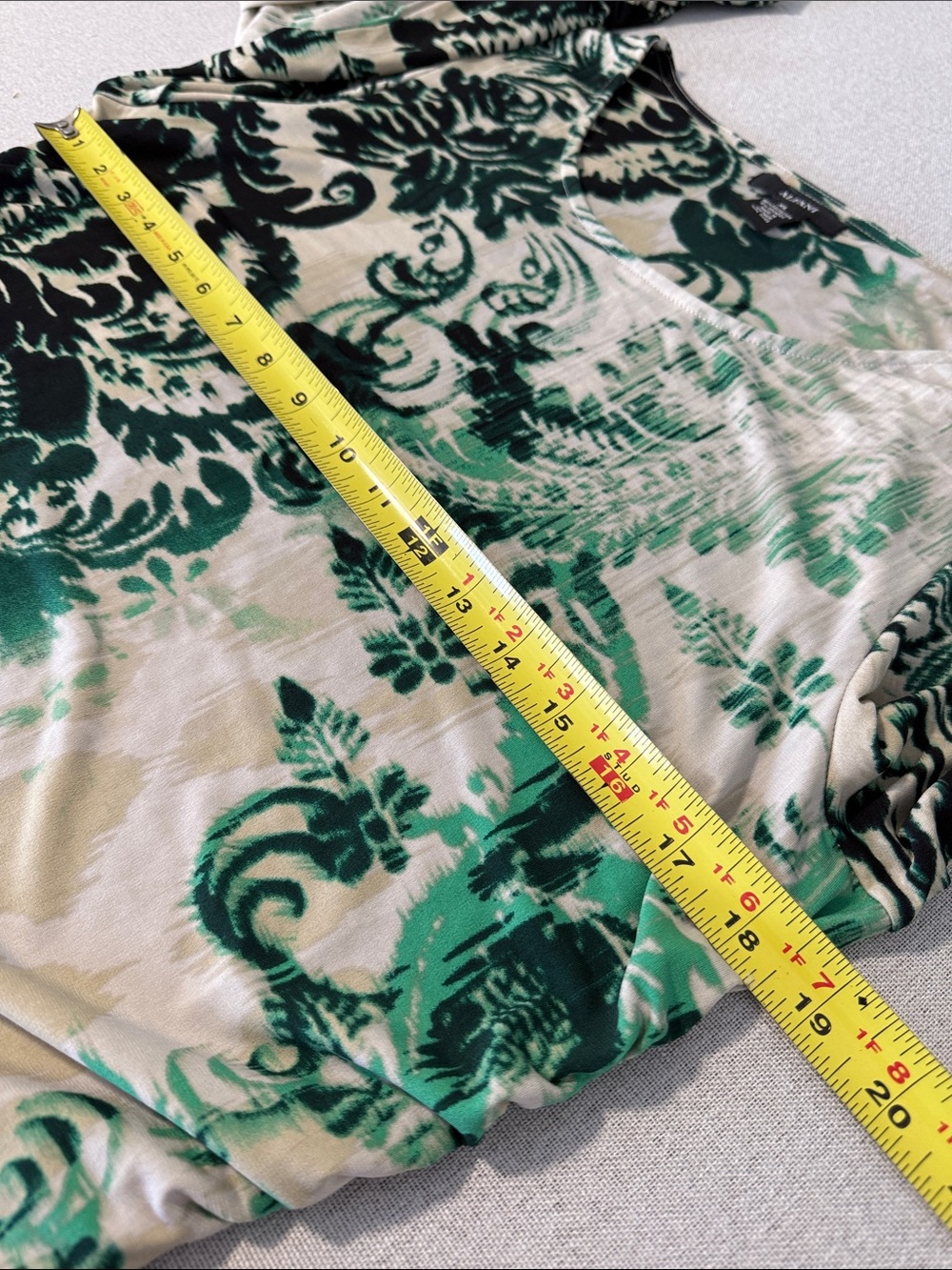 Alfani Green and Cream Floral Scoop Neck Long Sleeve Top SZXL - Picture 7 of 15